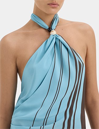 SIR. Rijoa Scarf Halter Maxi Dress | Pacha Mineral Stripe
