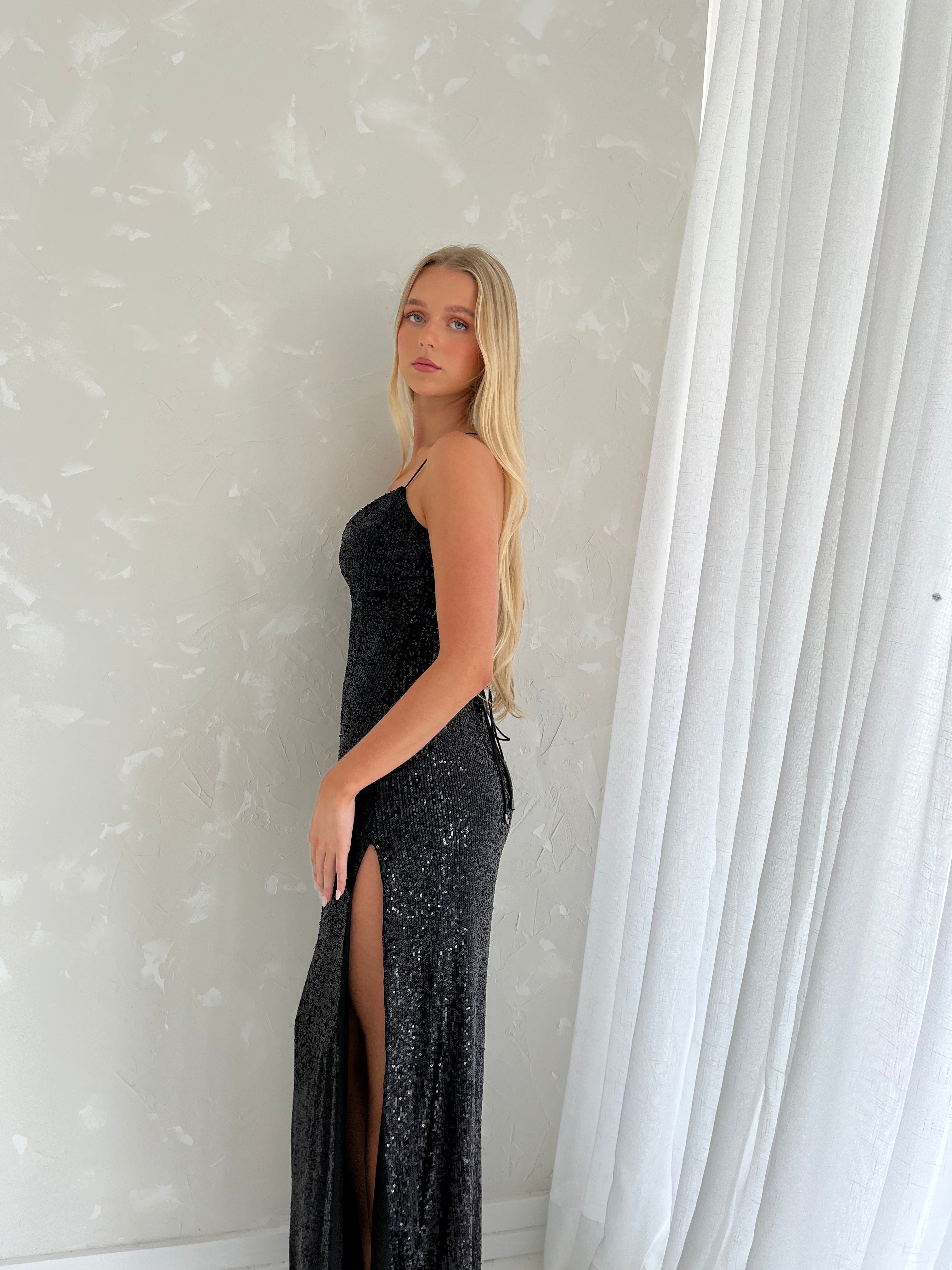 Retrofete Violet Sequined Maxi | Black