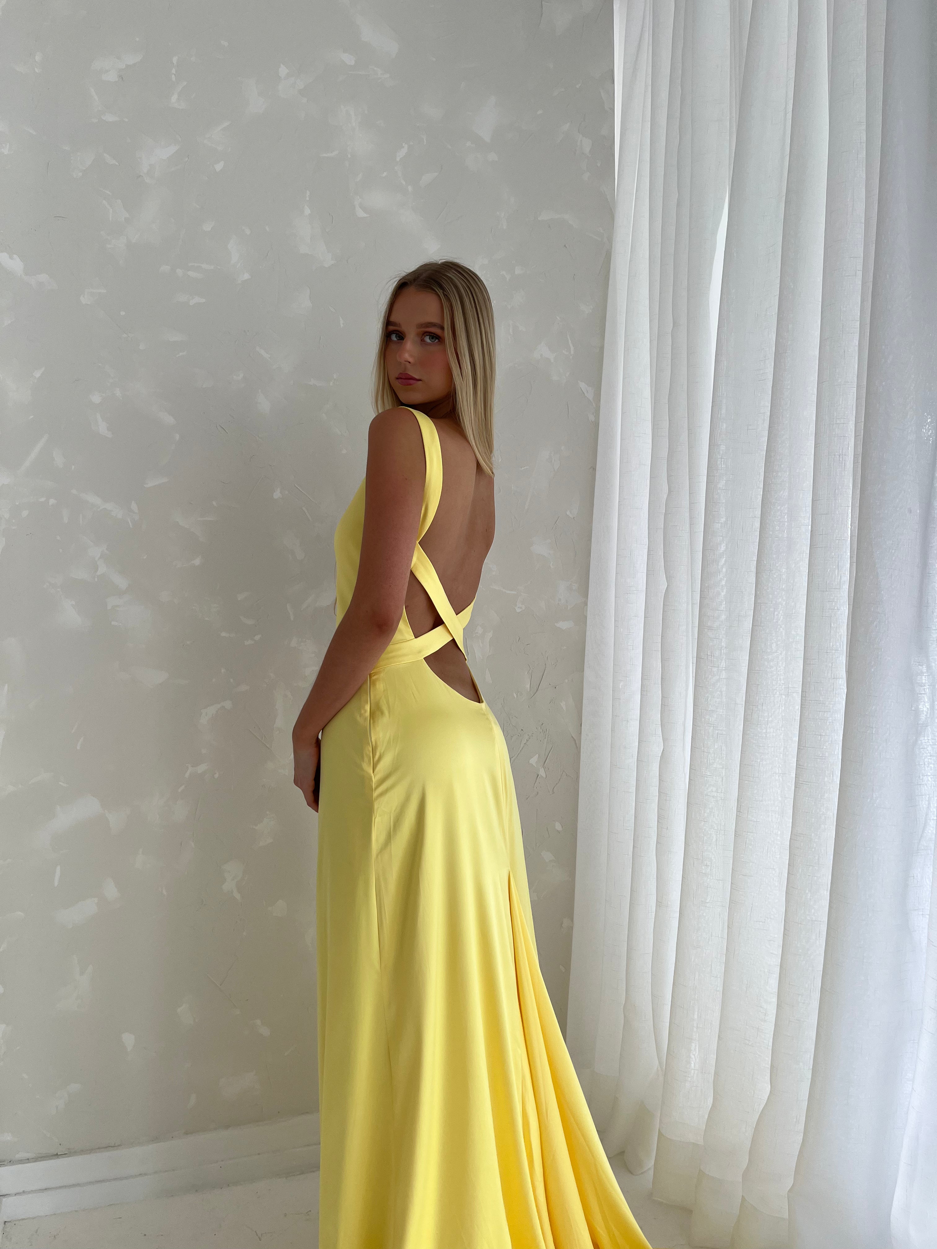 Pale yellow formal sales dresses
