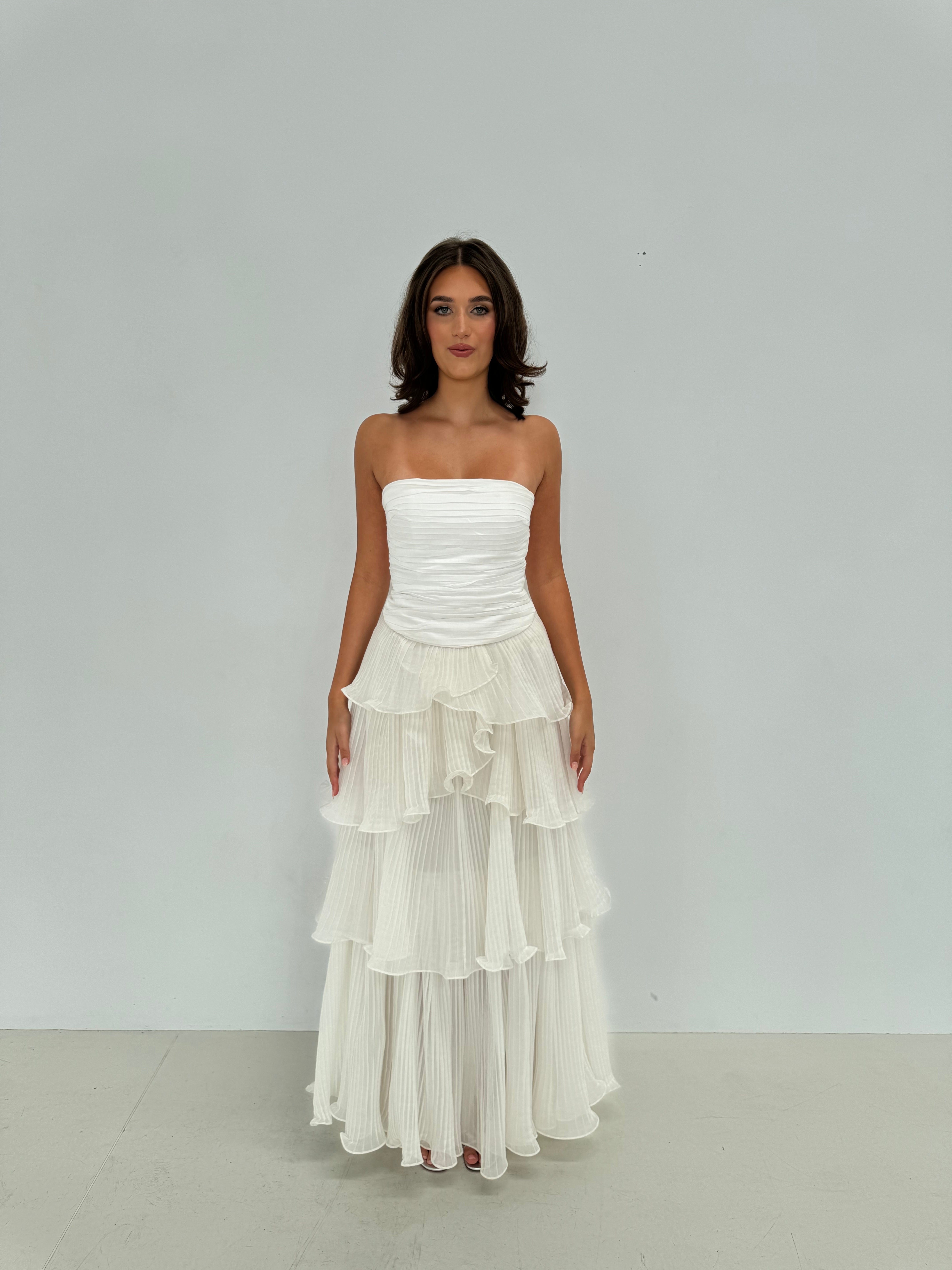 Aje Sunbeam Bustier & Cosmos Tiered Skirt Set | Ivory