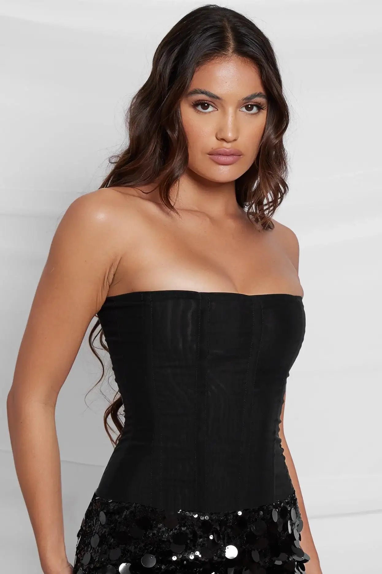 Hire Muse Mesh Corset Top in Black