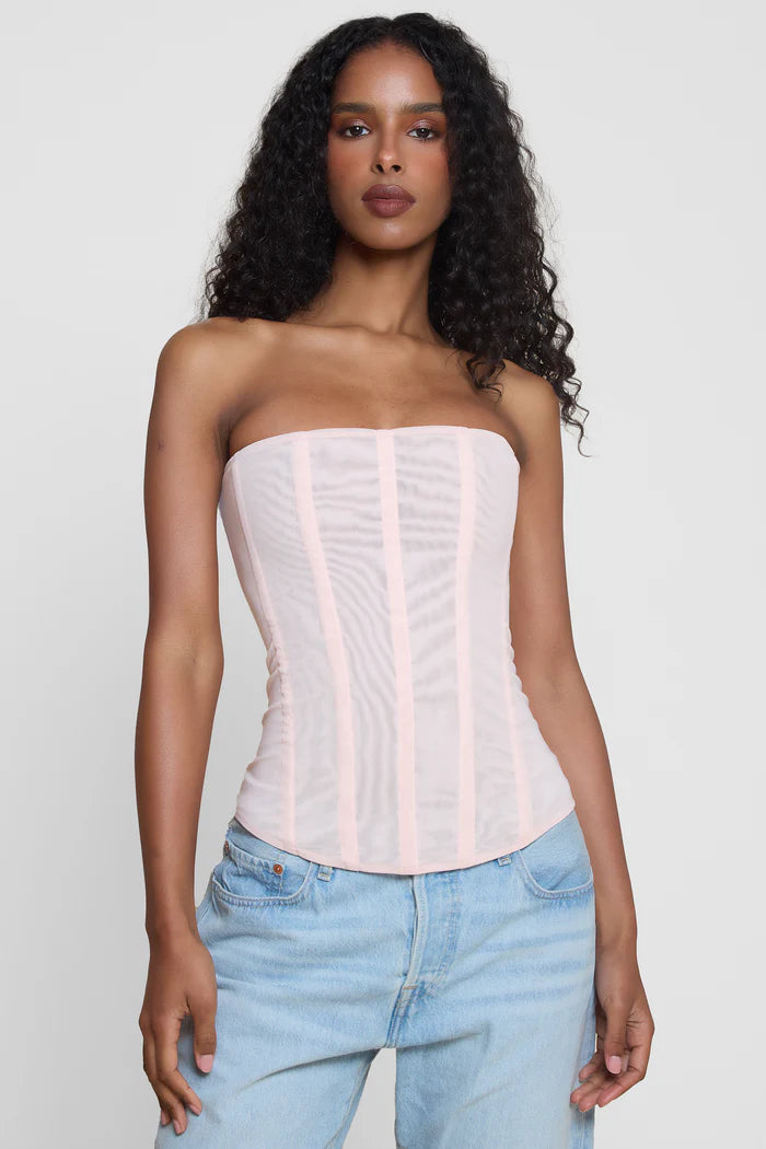 Leau Muse Mesh Corset Top | Pink