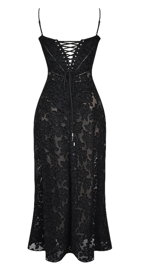 House of CB Seren Maxi | Black Floral Lace