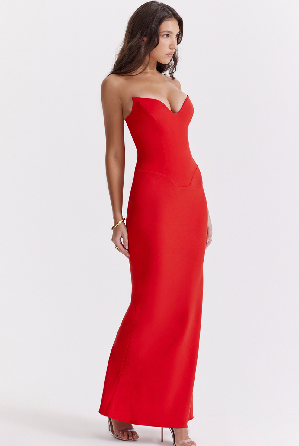House of CB Tamara Strapless Maxi Dress | Cherry Red