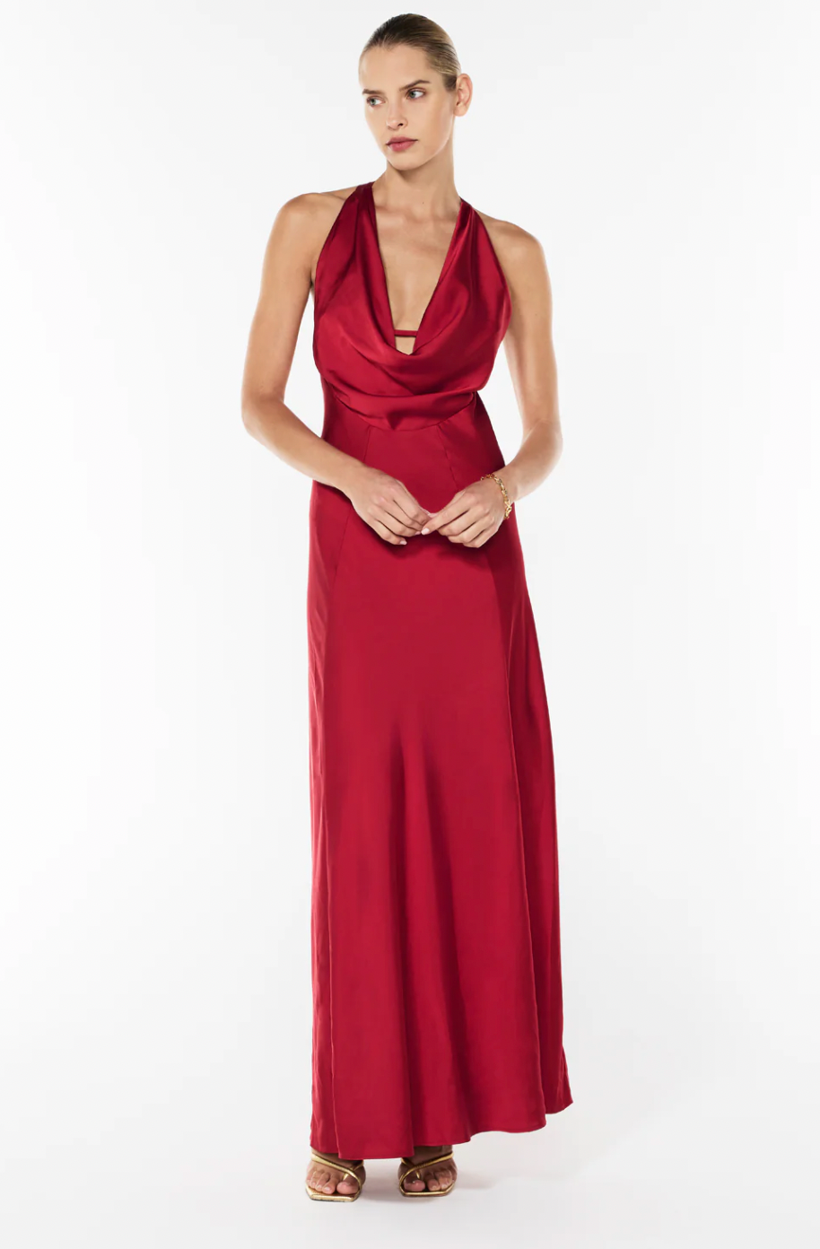 Charmed Cowl Slip Dress Red