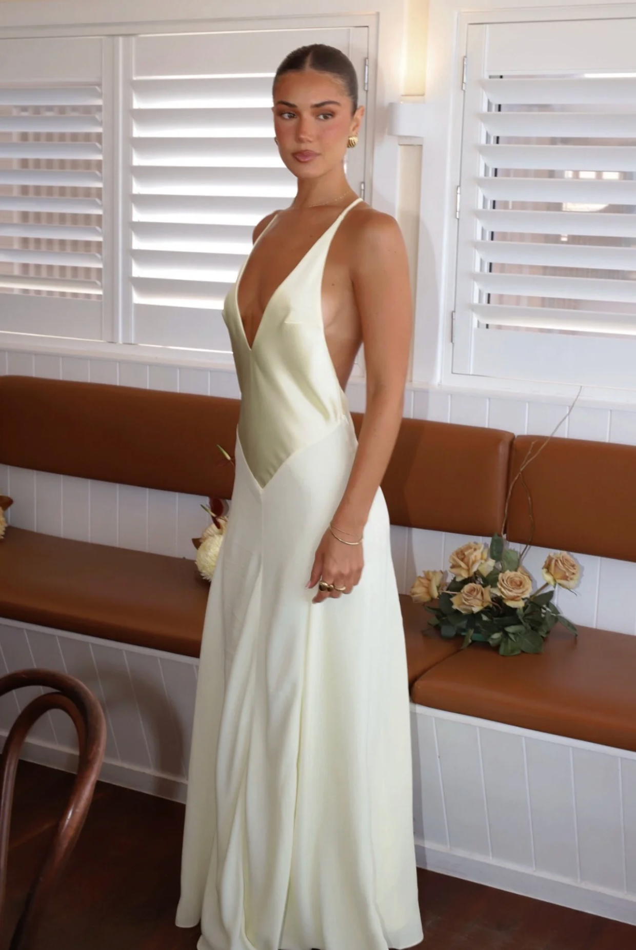 Hire the Sneaky Link X Jaz Hand V Maxi Dress (Butter) Hire the Sneaky Link X Jaz Hand V Maxi Dress (Butter)