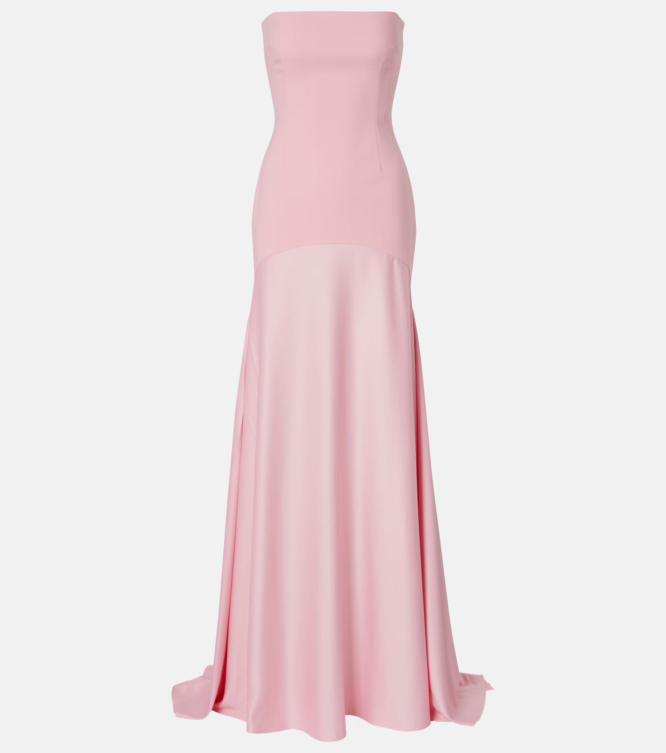 Solace London A Dress Higher Sydney. Powder Pink strapless dropwaist maxi for Australia-wide designer hire.