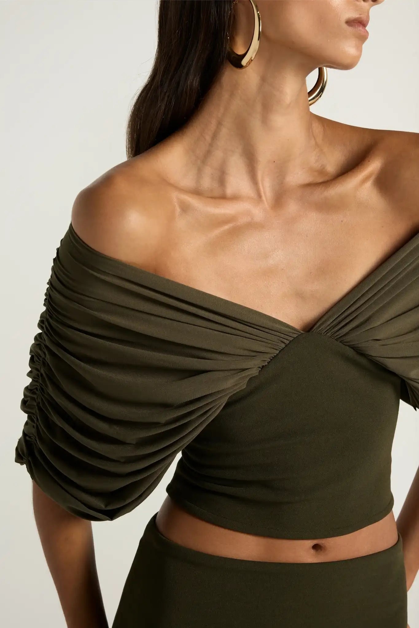 Ance Gria Neve Top & Mini Skirt Set | Olive
