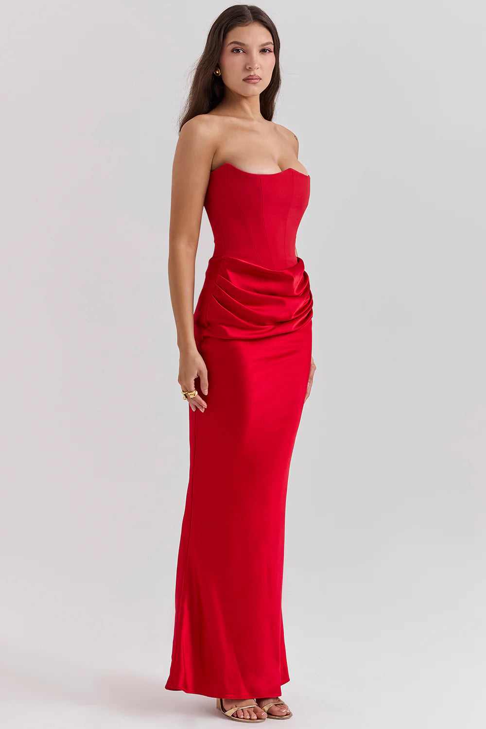 House of CB Persephone Corset Maxi Dress | Scarlet (Red)