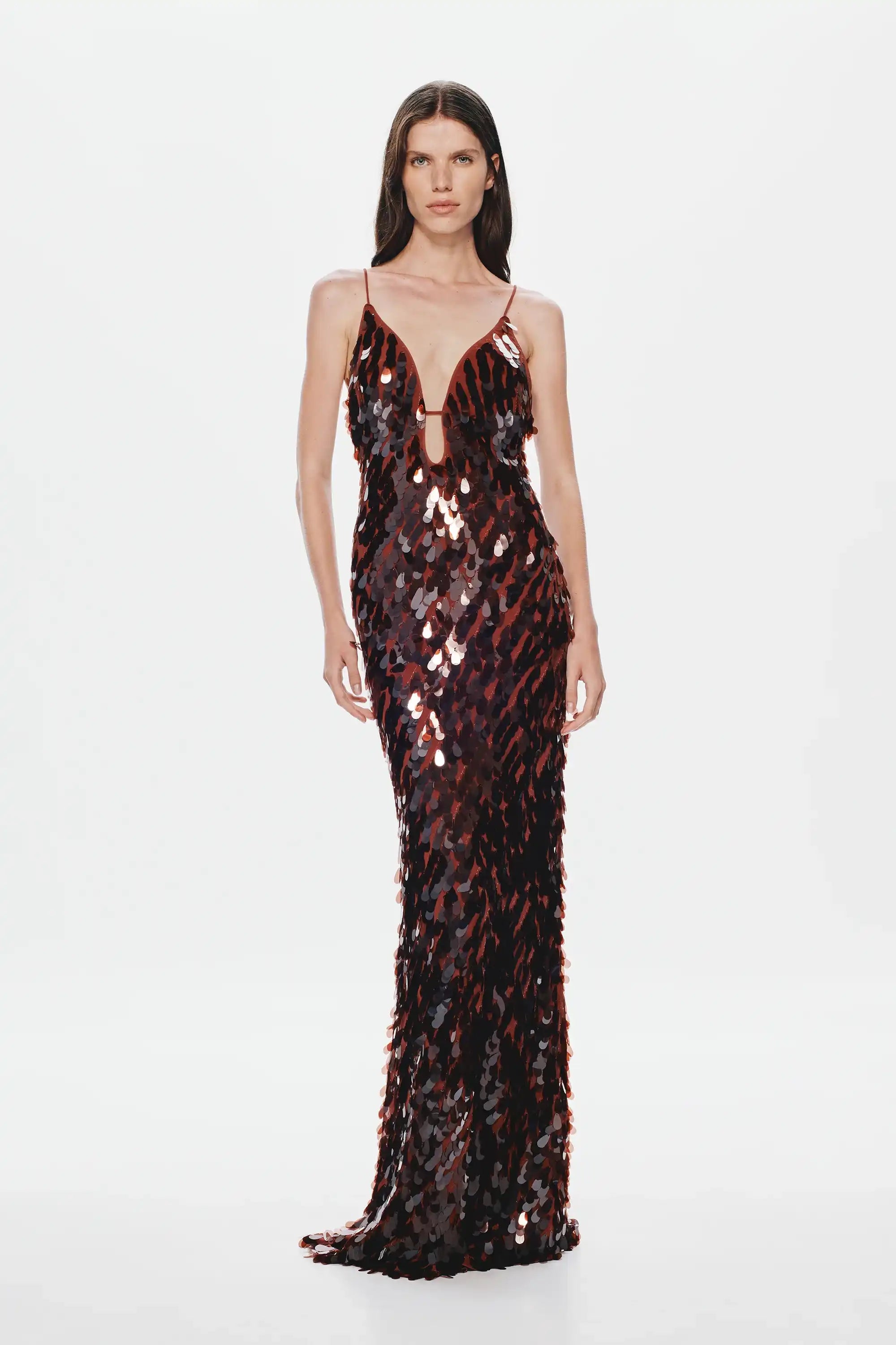 slim fit dress slacks Off-the-Shoulder Long Glitter Prom Dress with Fringe– PromGirl main image 1
