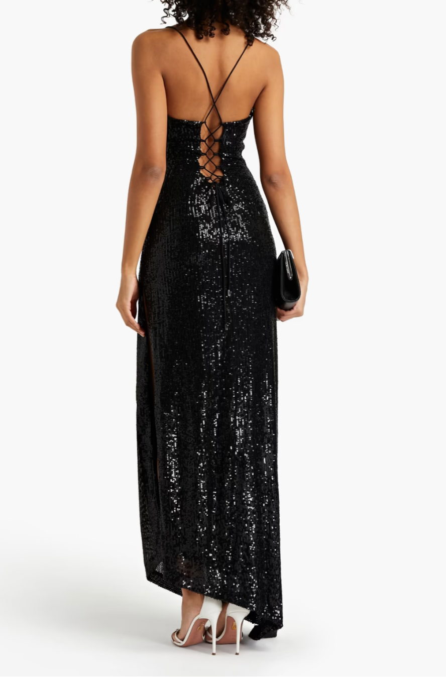 Retrofete Violet Sequined Maxi | Black