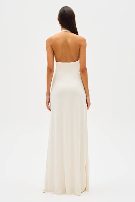 misha jennifer cupro maxi dress MISHA - The Jennifer Cupro Dress Hire - Ivory