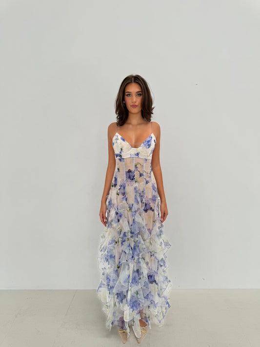 Iris Flower Maxi Dress