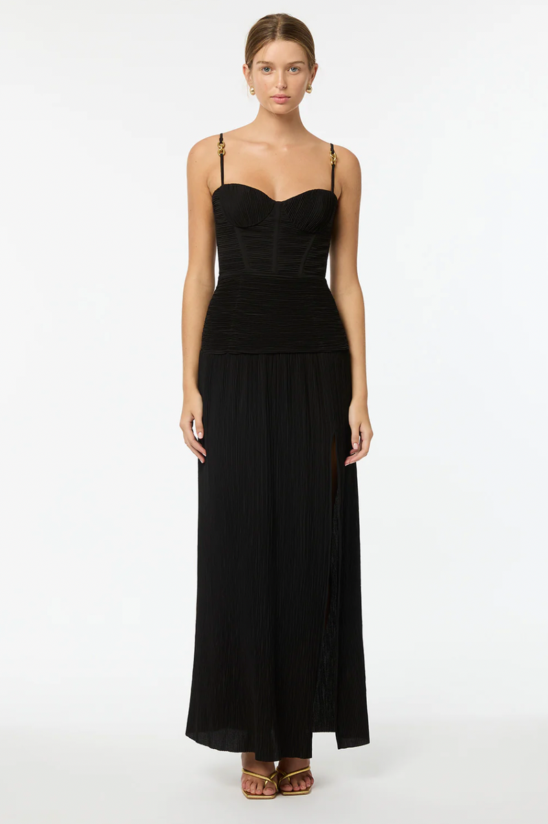 manning cartell double pleat dress hire Manning Cartell Double Time Pleat Maxi Dress Hydrangea shortandsweethire