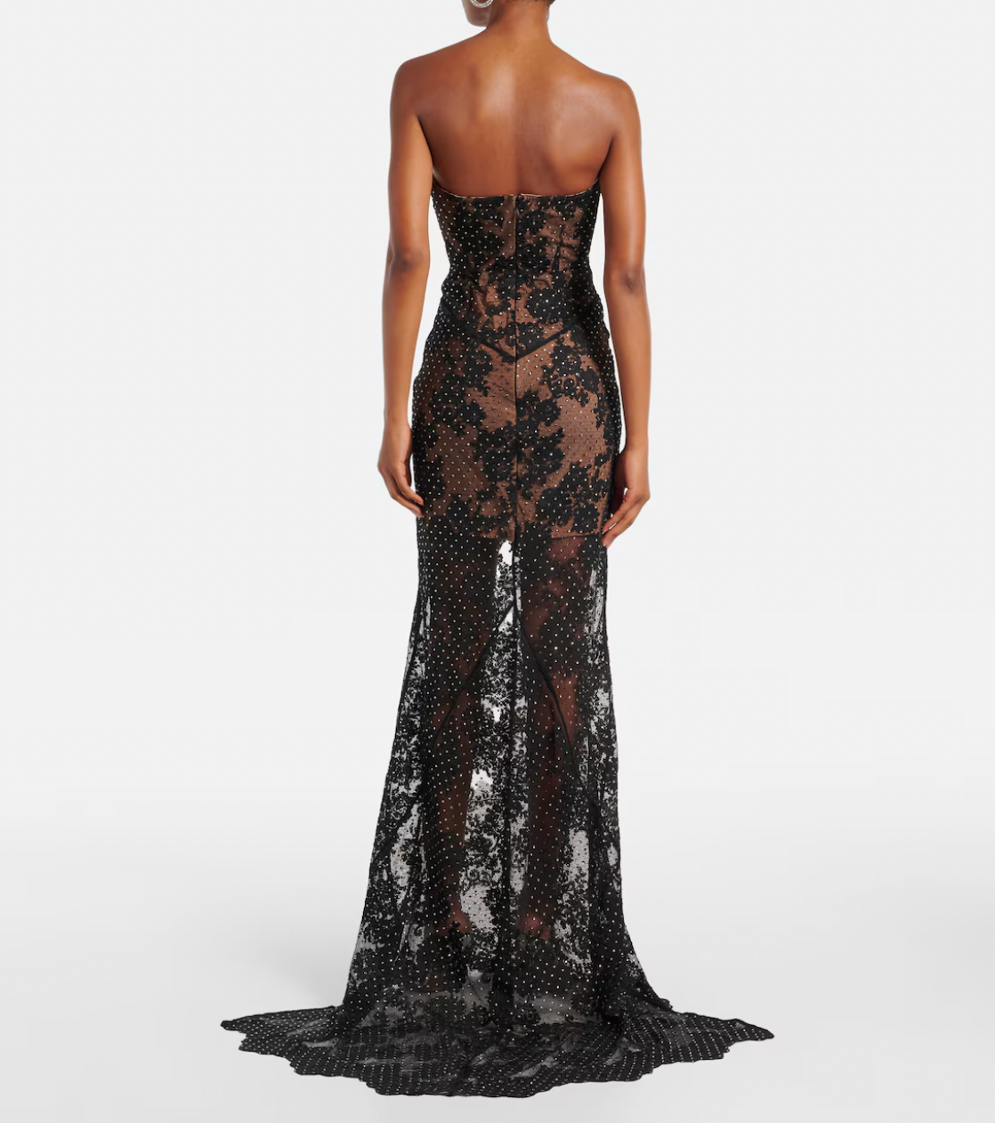 Self-Portrait Rhinestone Lace Maxi Dress | Black