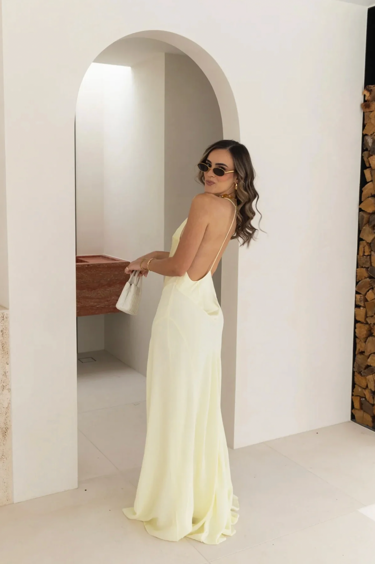 Hire the Sneaky Link X Jaz Hand V Maxi Dress (Butter)