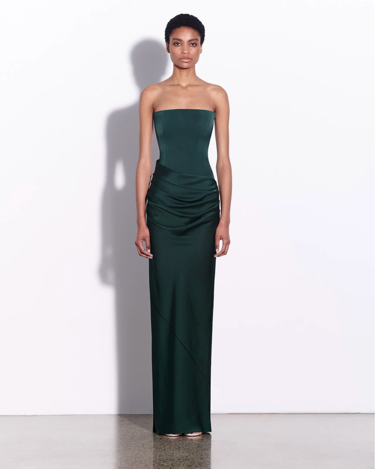 Alex Perry Strapless Longline Draped Column | Forest Green