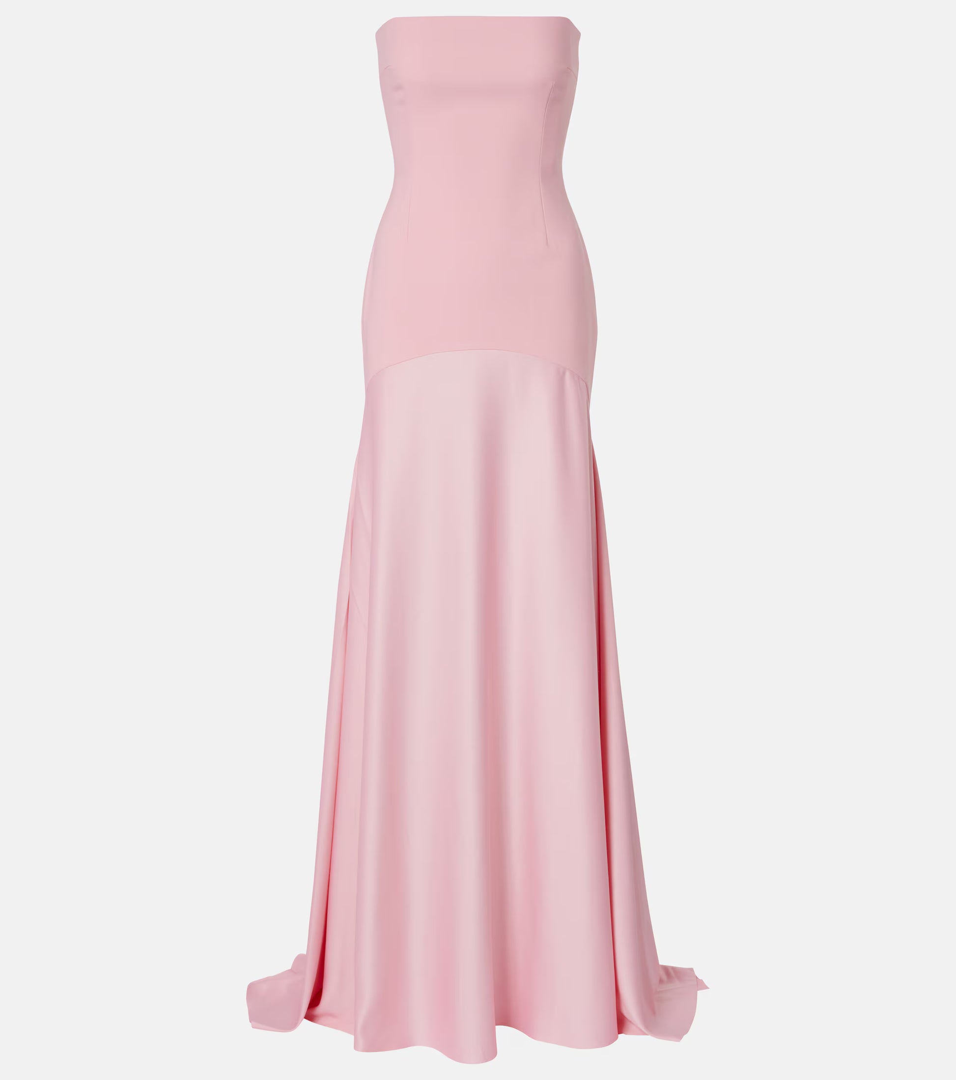 Solace London A Dress Higher Sydney. Powder Pink strapless dropwaist maxi for Australia-wide designer hire.