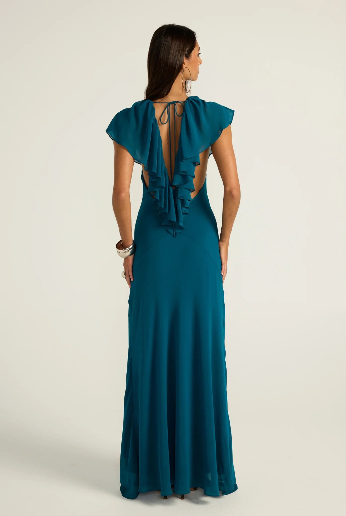 Back of Ance Gria Clover Gown Hire in Teal - Available with Fast Tracked Delivery & Returns Made Simple for Brisbane, Gold Coast, Sydney & more. Book now to secure your event date!
