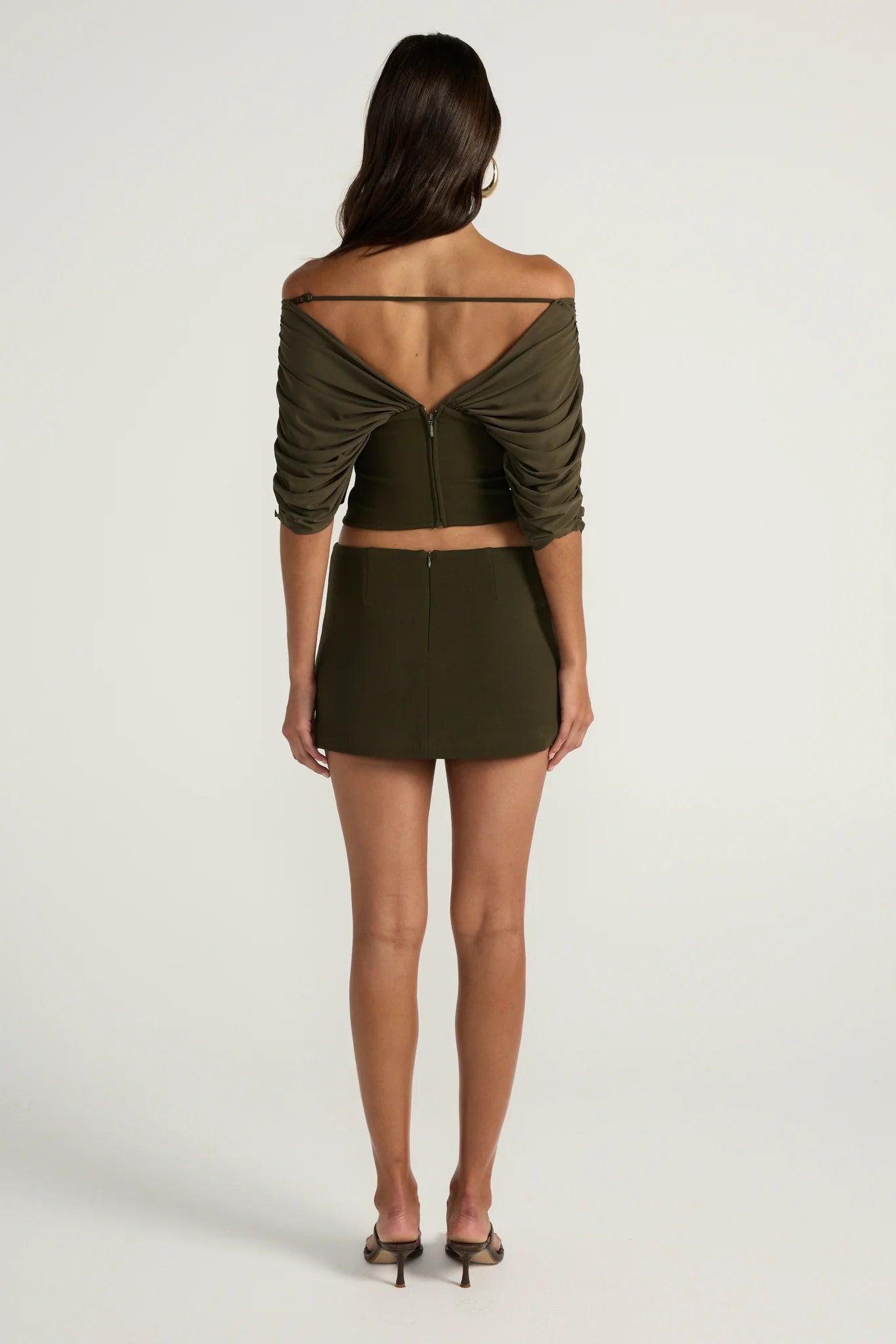 Ance Gria Neve Top & Mini Skirt Set | Olive