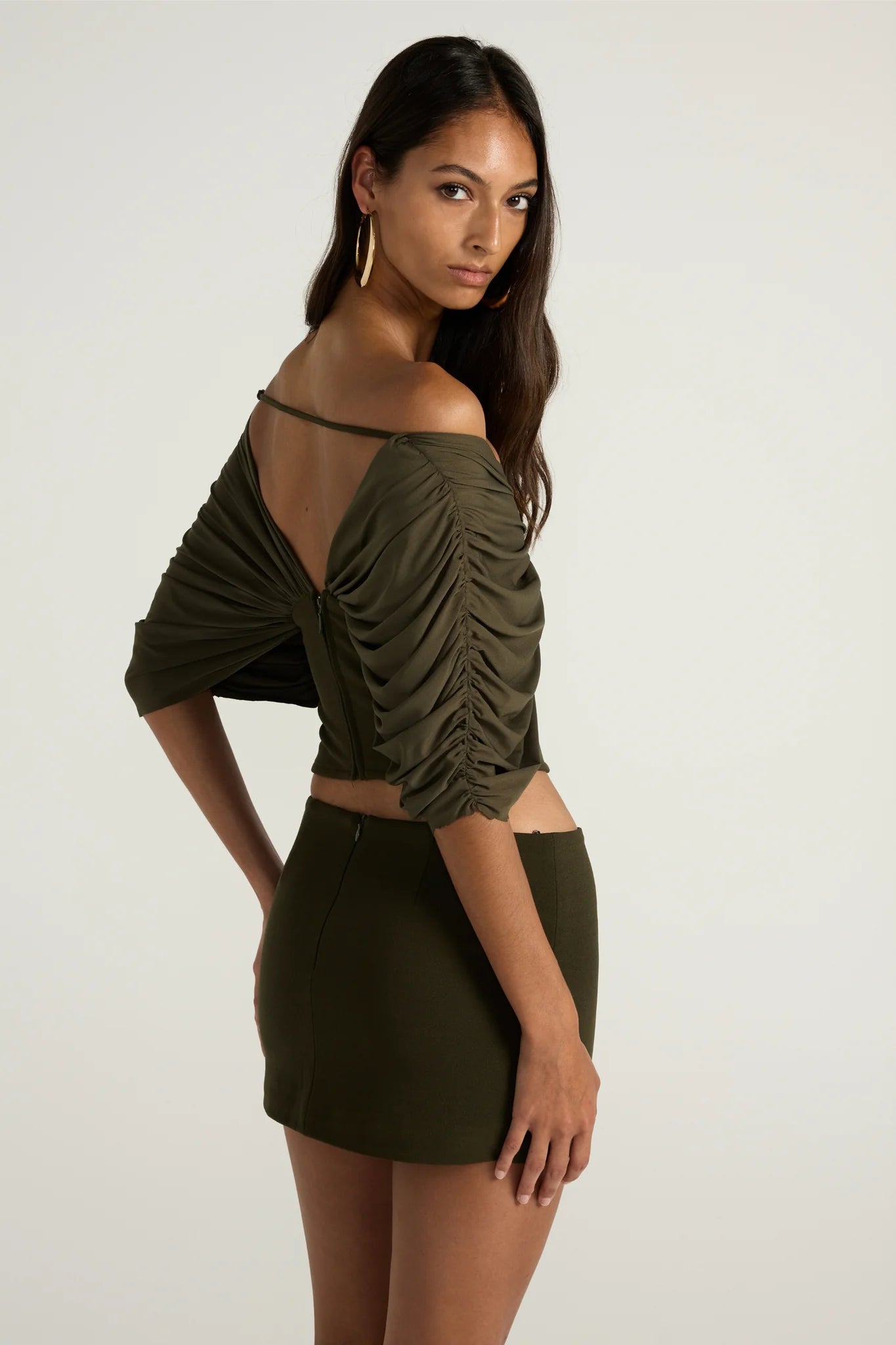 Ance Gria Neve Top & Mini Skirt Set | Olive