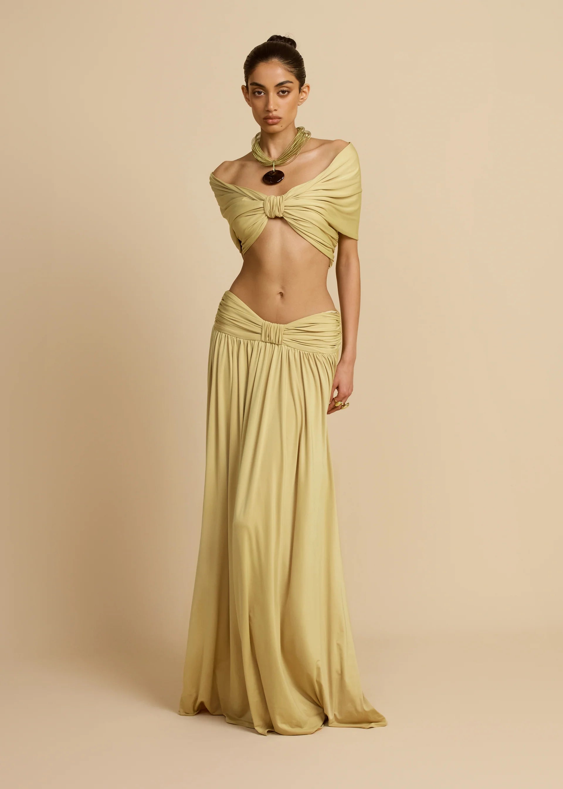 Arcina Ori Hire | Alessia Top & Skirt Full Set (Sand) Arcina Ori Hire | Alessia Top & Skirt Full Set (Sand)