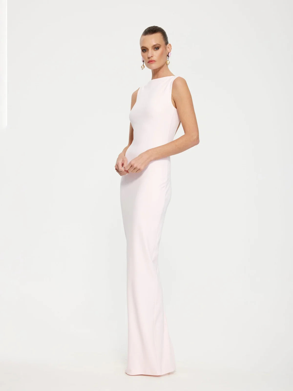 Front side image of the Effie Kats Verona Gown in Ice Pink - Available for Hire with Same or Next Day Dispatch Australia-wide.