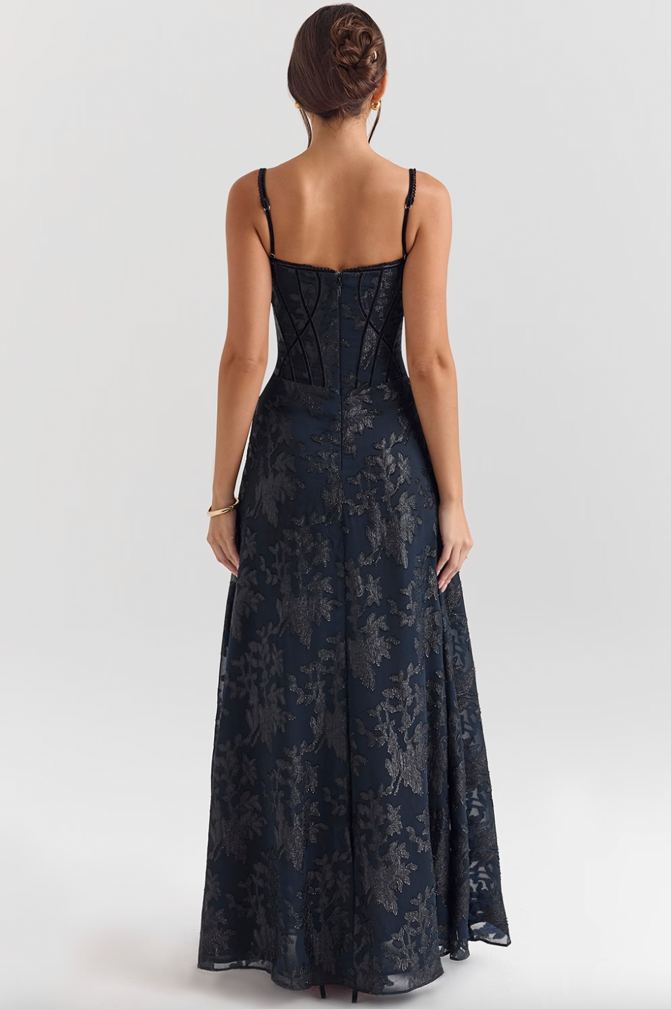 House of CB Esme Chiffon Maxi Dress | Midnight Blue Lurex