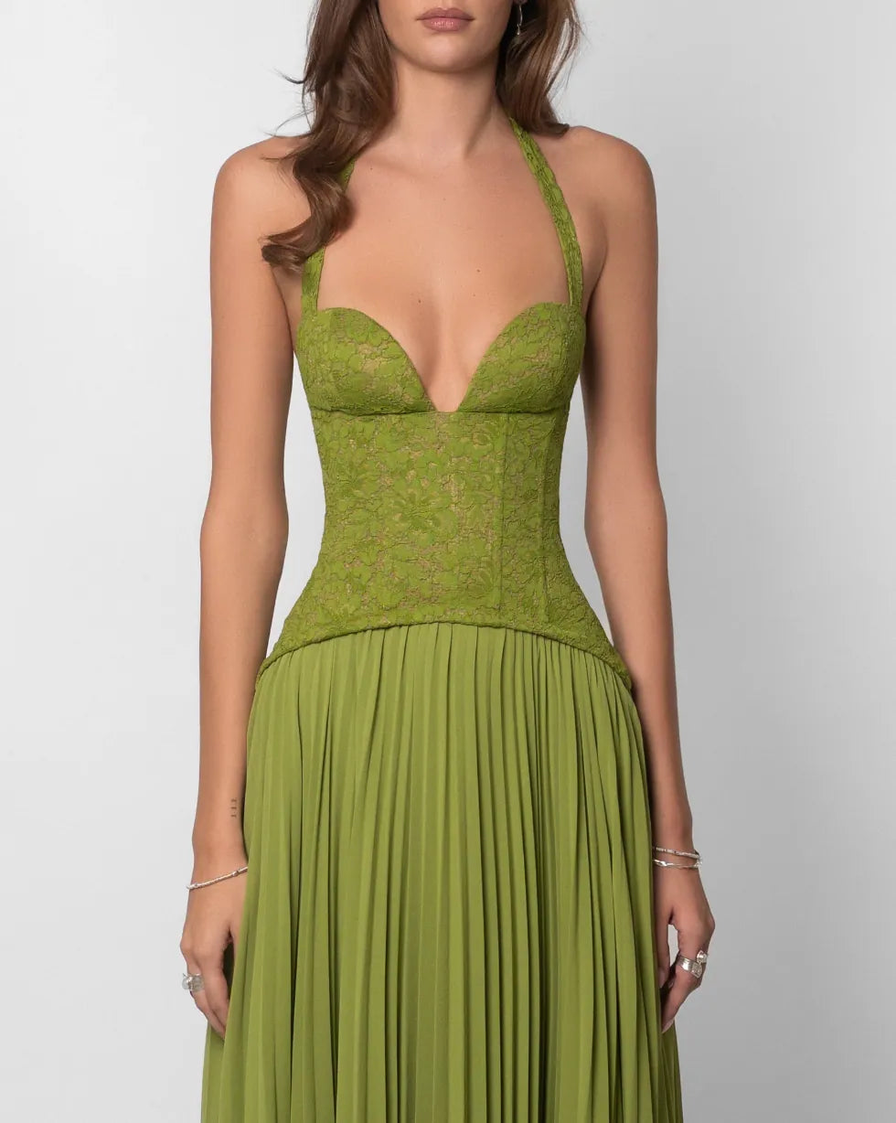 Fenity Dress Rental Australia. Green Gaia Dress - Available in sizes XS & M, with express shipping to Sydney, Melbourne, Gold Coast and Brisbane or Local Perth in-store pick-up.