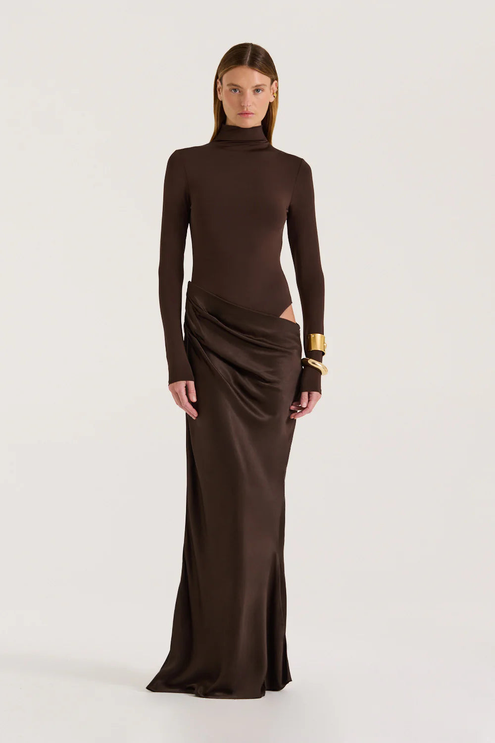 HENNE Soraia Long Sleeve Dress | Chocolate