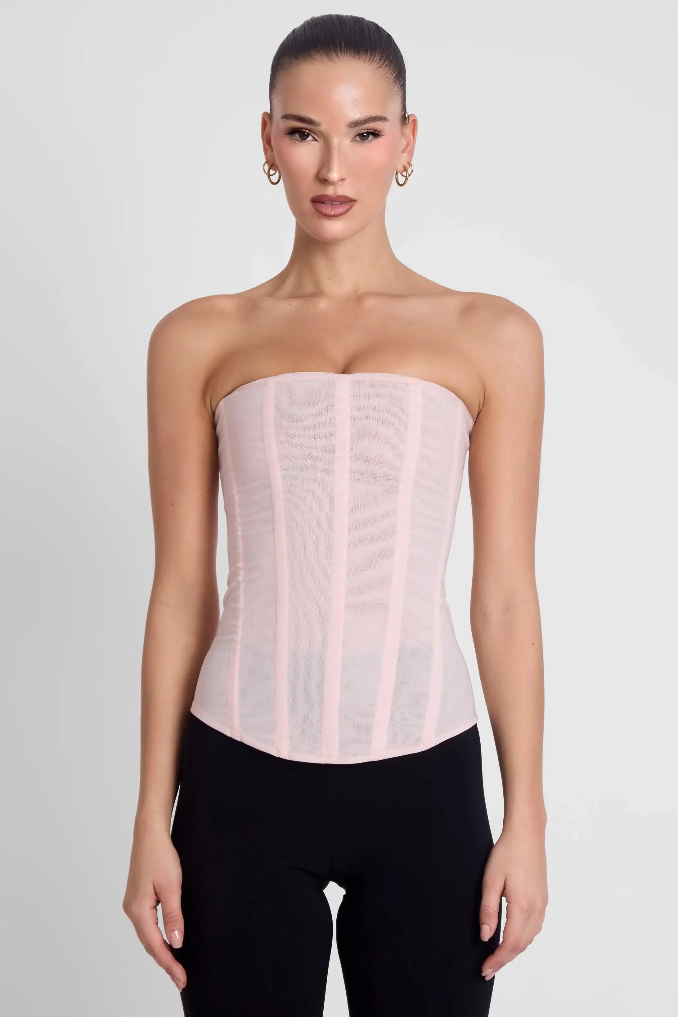 Leau Muse Mesh Corset Top Hire in Pink. Express Shipping and Returns made Simple to Sydney, Melbourne, Gold Coast, Brisbane & Adelaide; or Local Perth Collections. Book now!